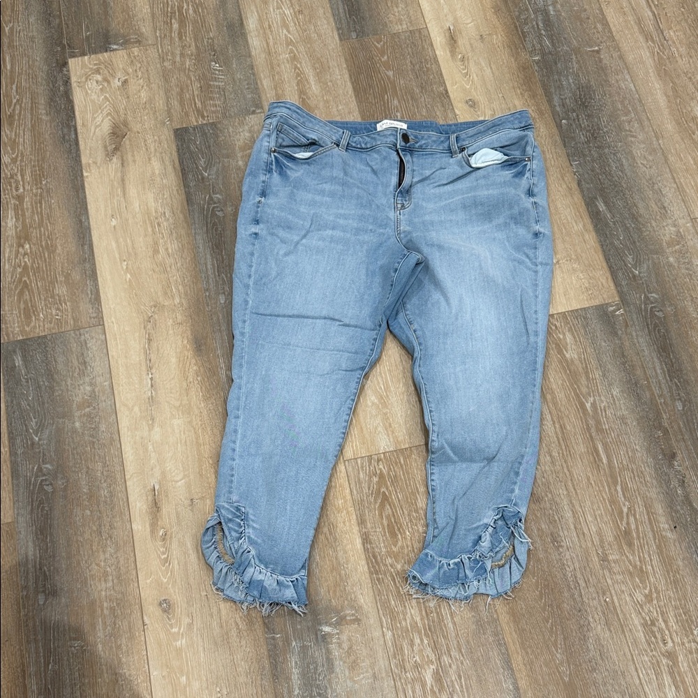 Lane Bryant Blue Ankle Jeans with Ruffle Detail